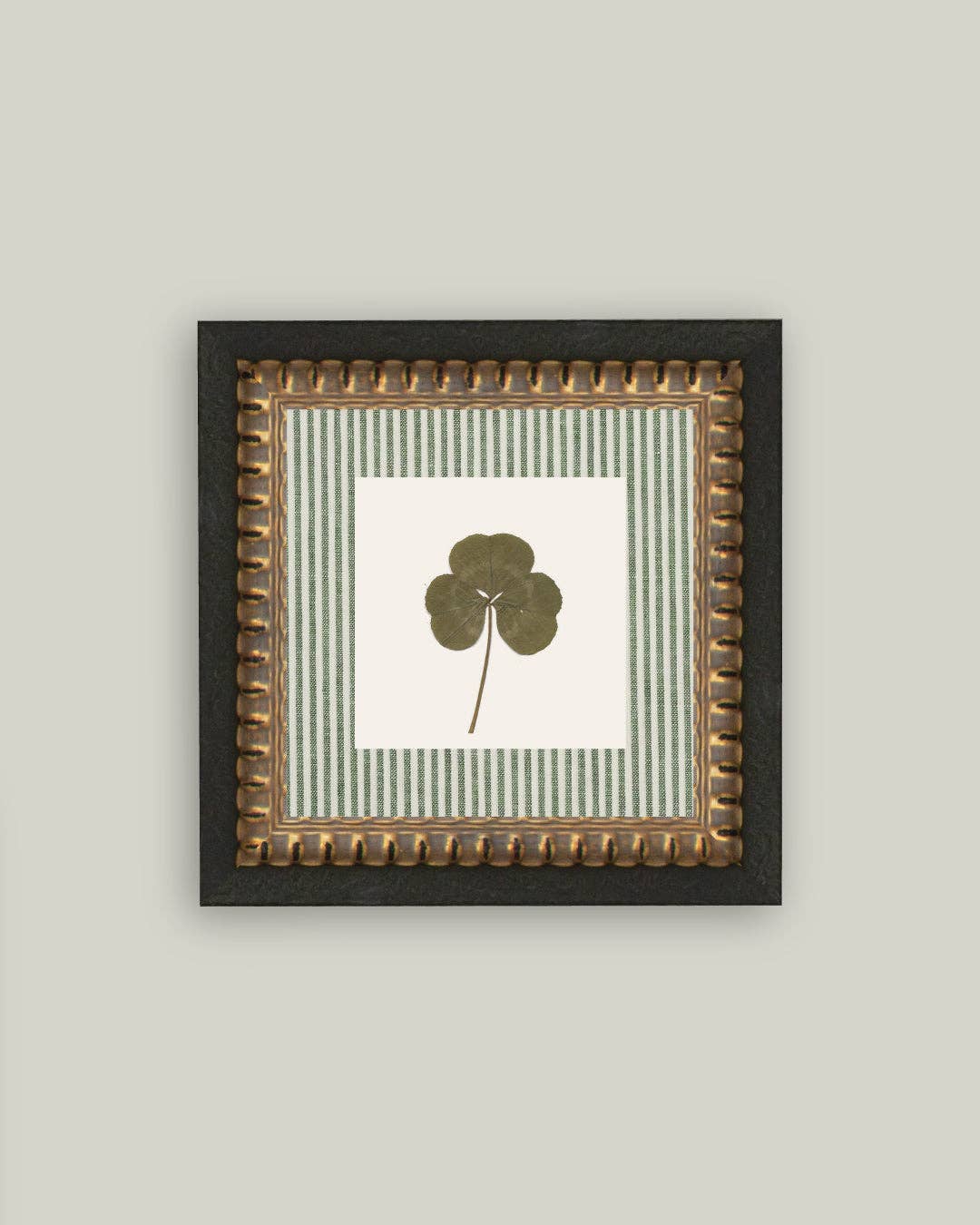 Clover on Stripes Framed Antique Art - 6x6