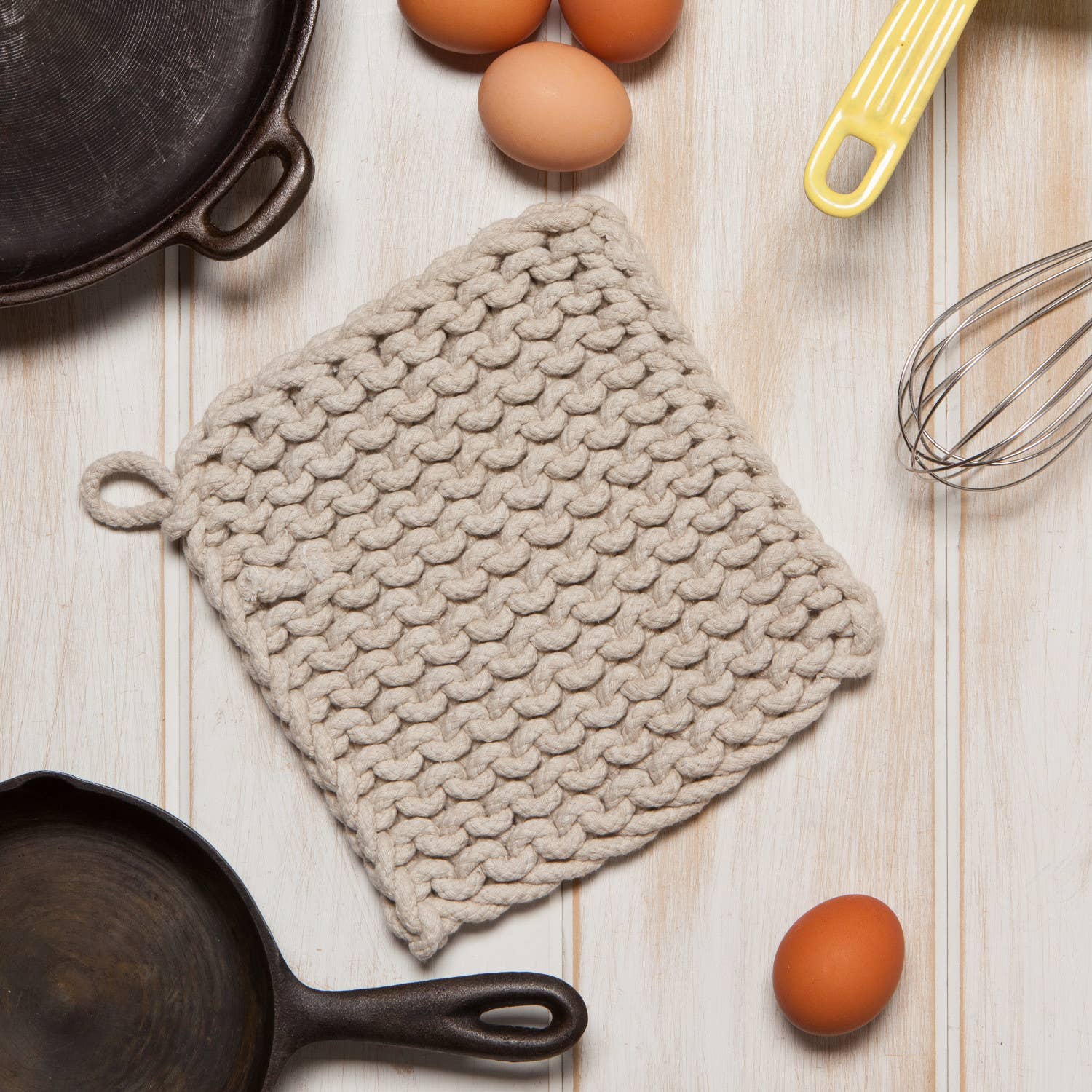 Knit Potholder - Dove Gray