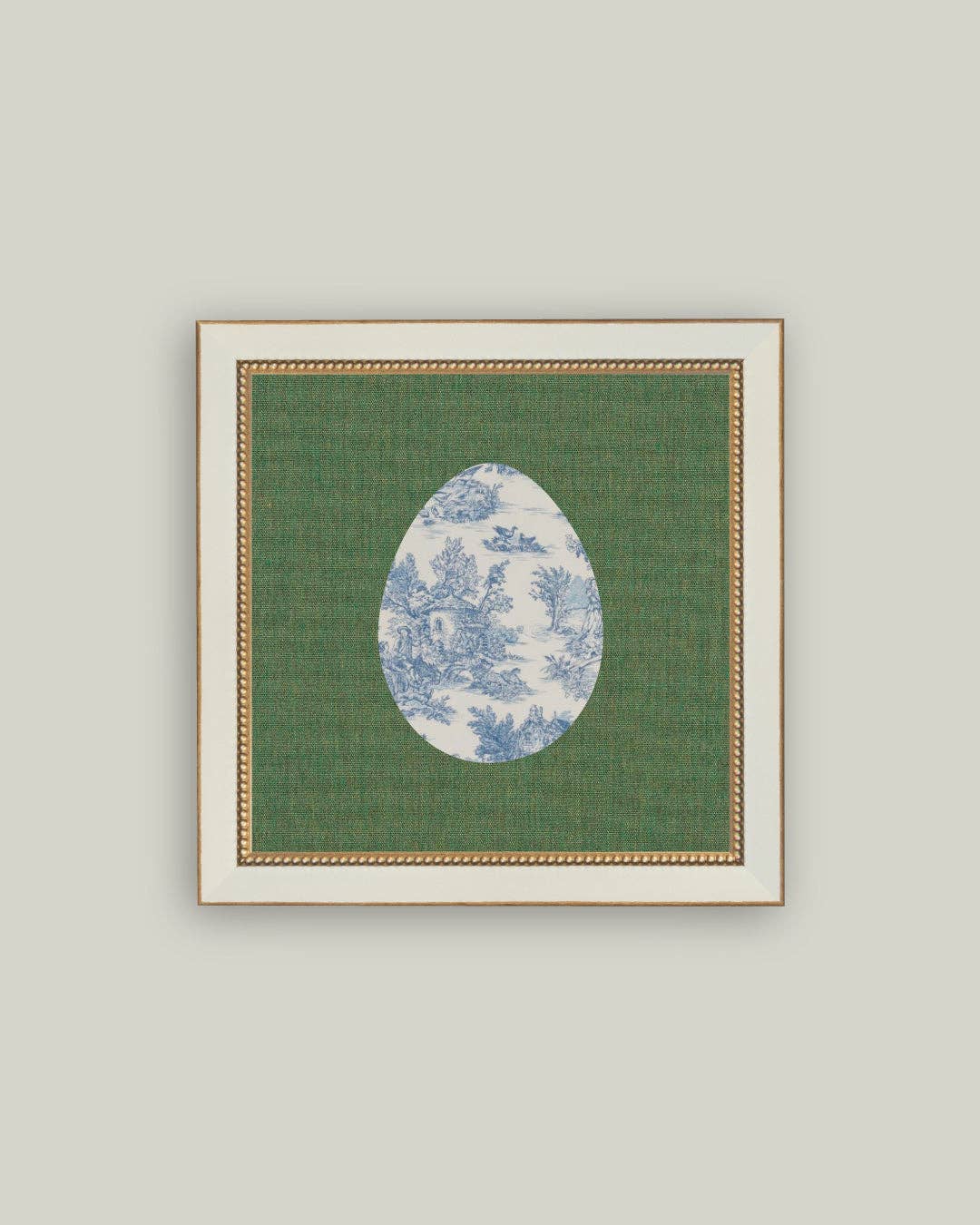 Countryside Toile Egg Framed Antique Art - 5x5
