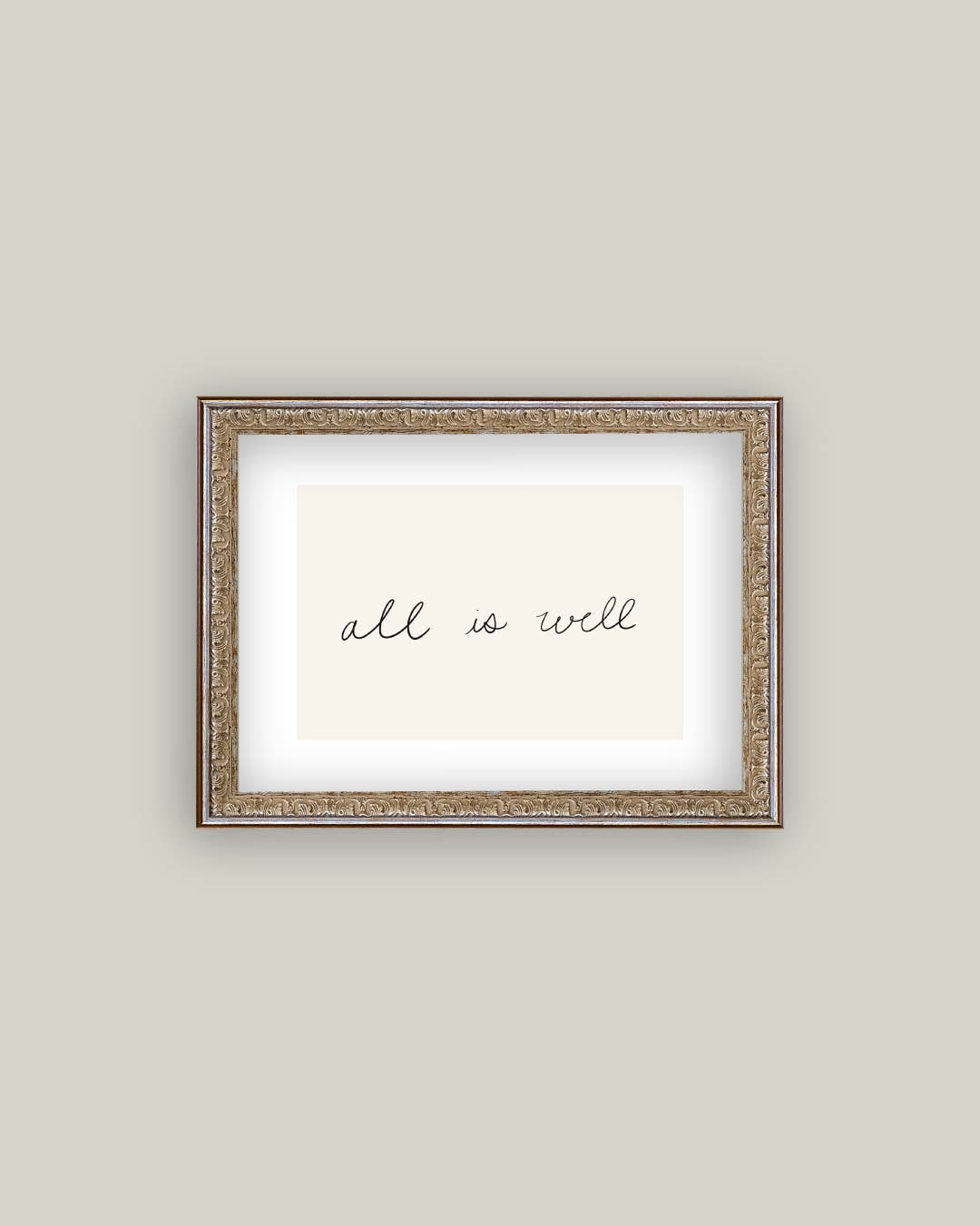 All Is Well Framed Antique Print - 10x8