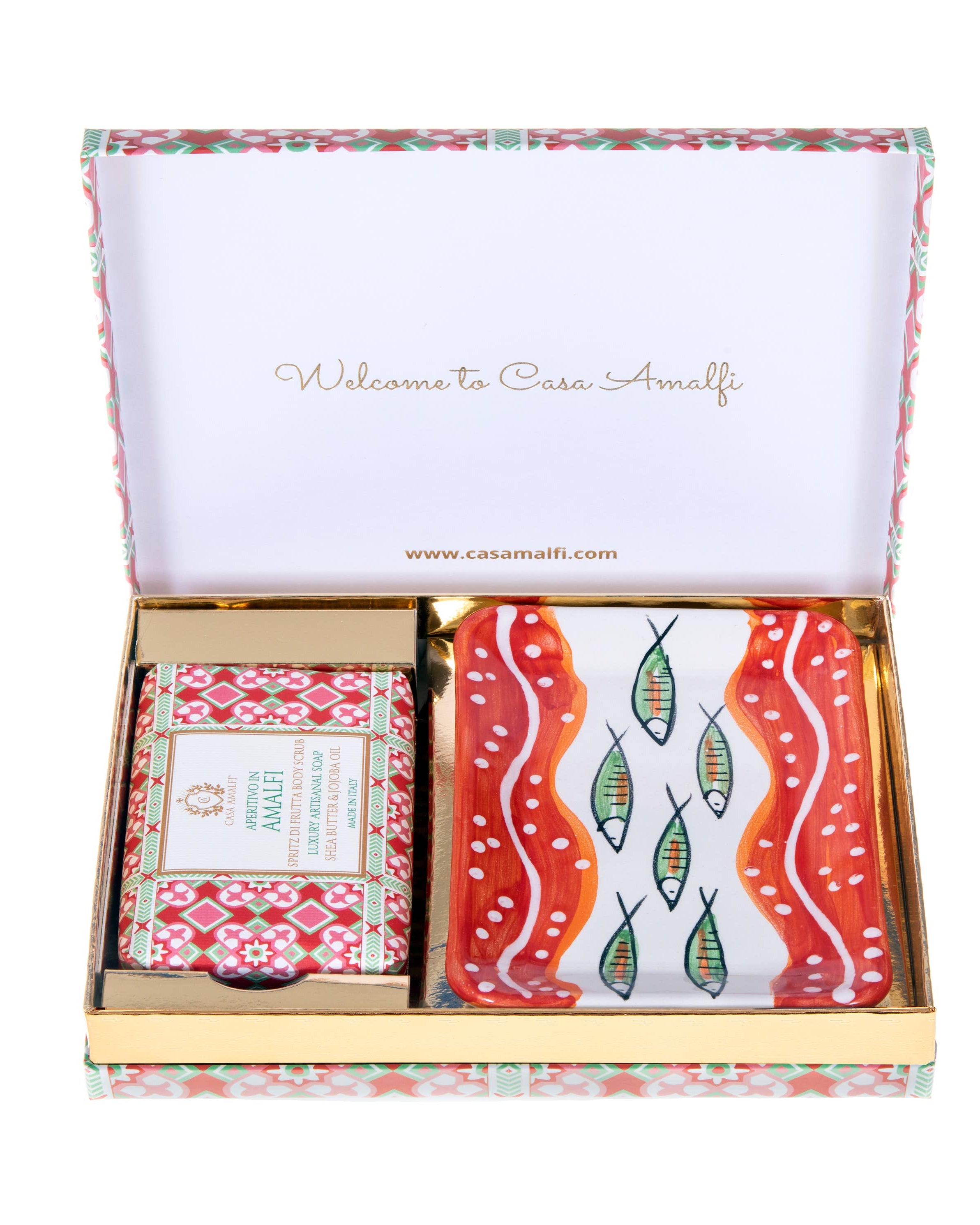 Amalfi Gift Box - Hand Painted Ceramic Soap Dish