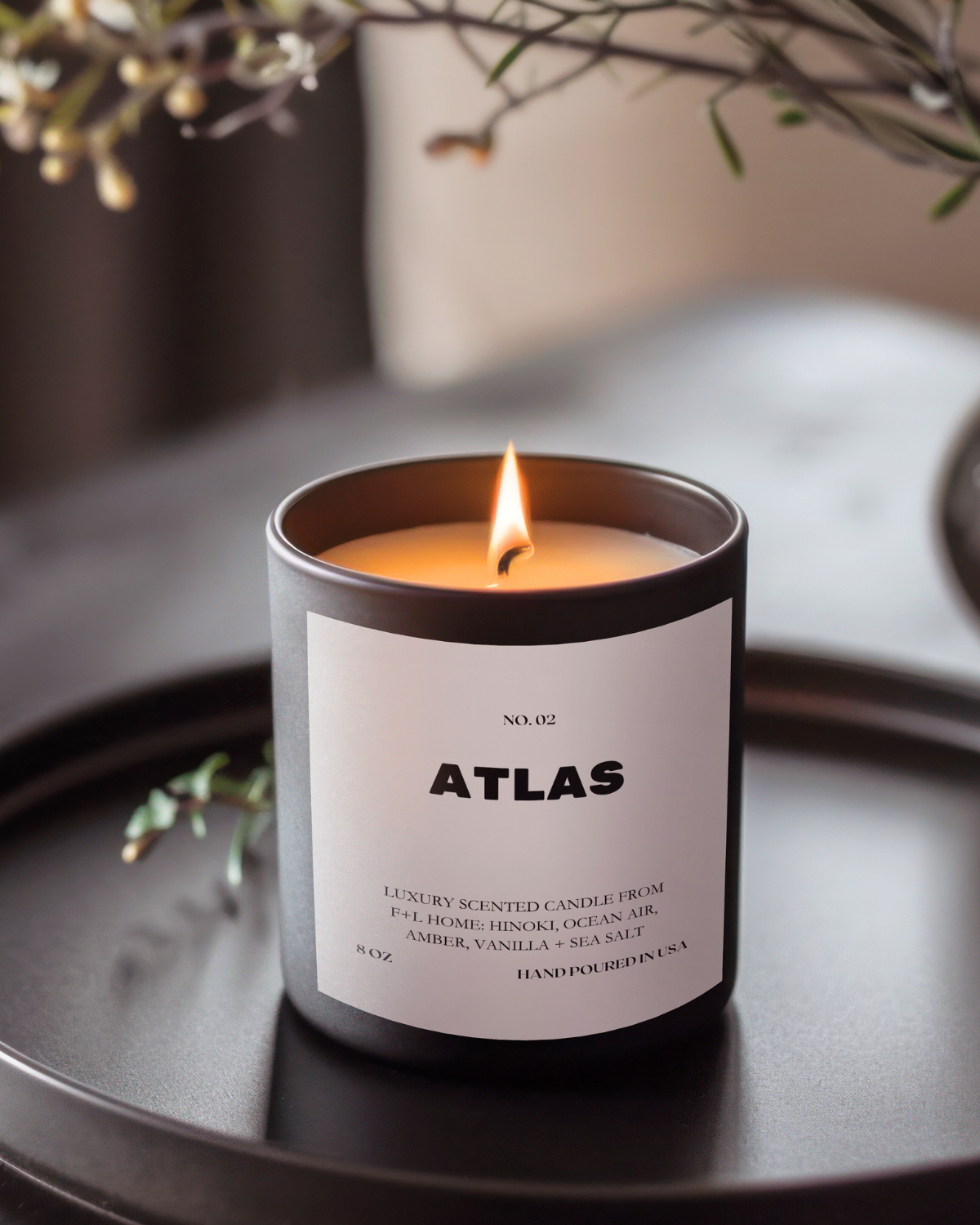 No. 02 Atlas 8oz Soy Luxury Candle from F+L Home