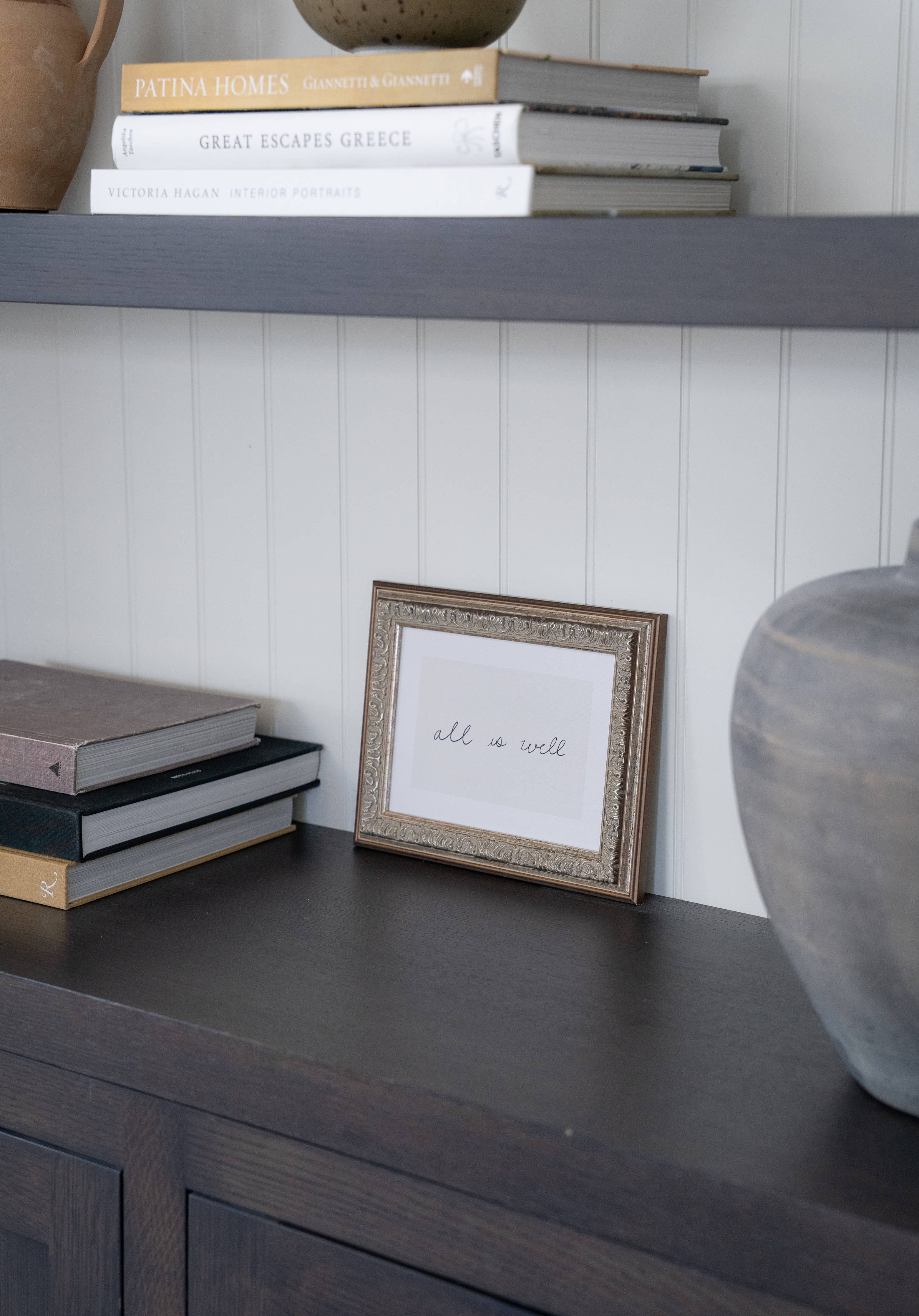 All Is Well Framed Antique Print - 10x8