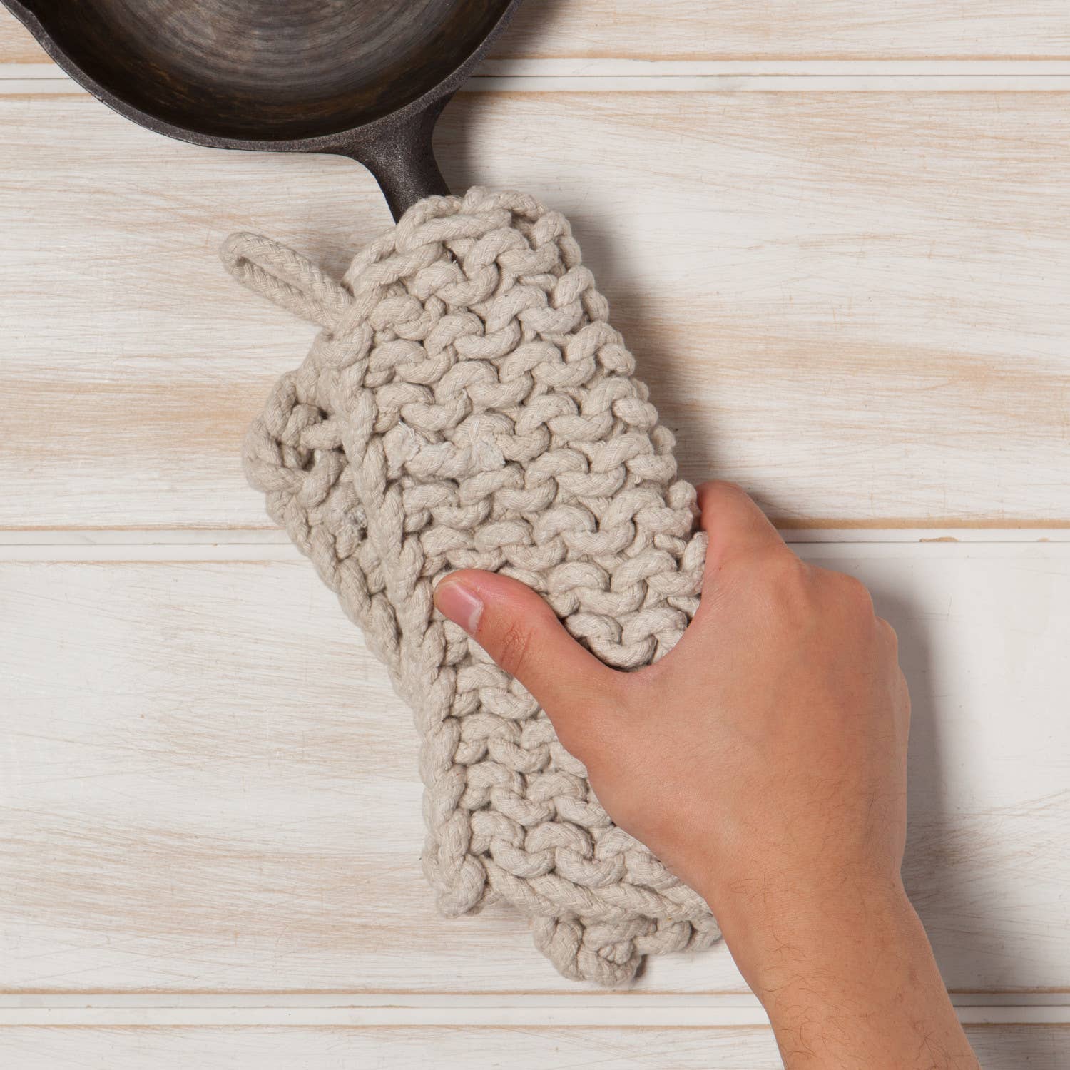 Knit Potholder - Dove Gray