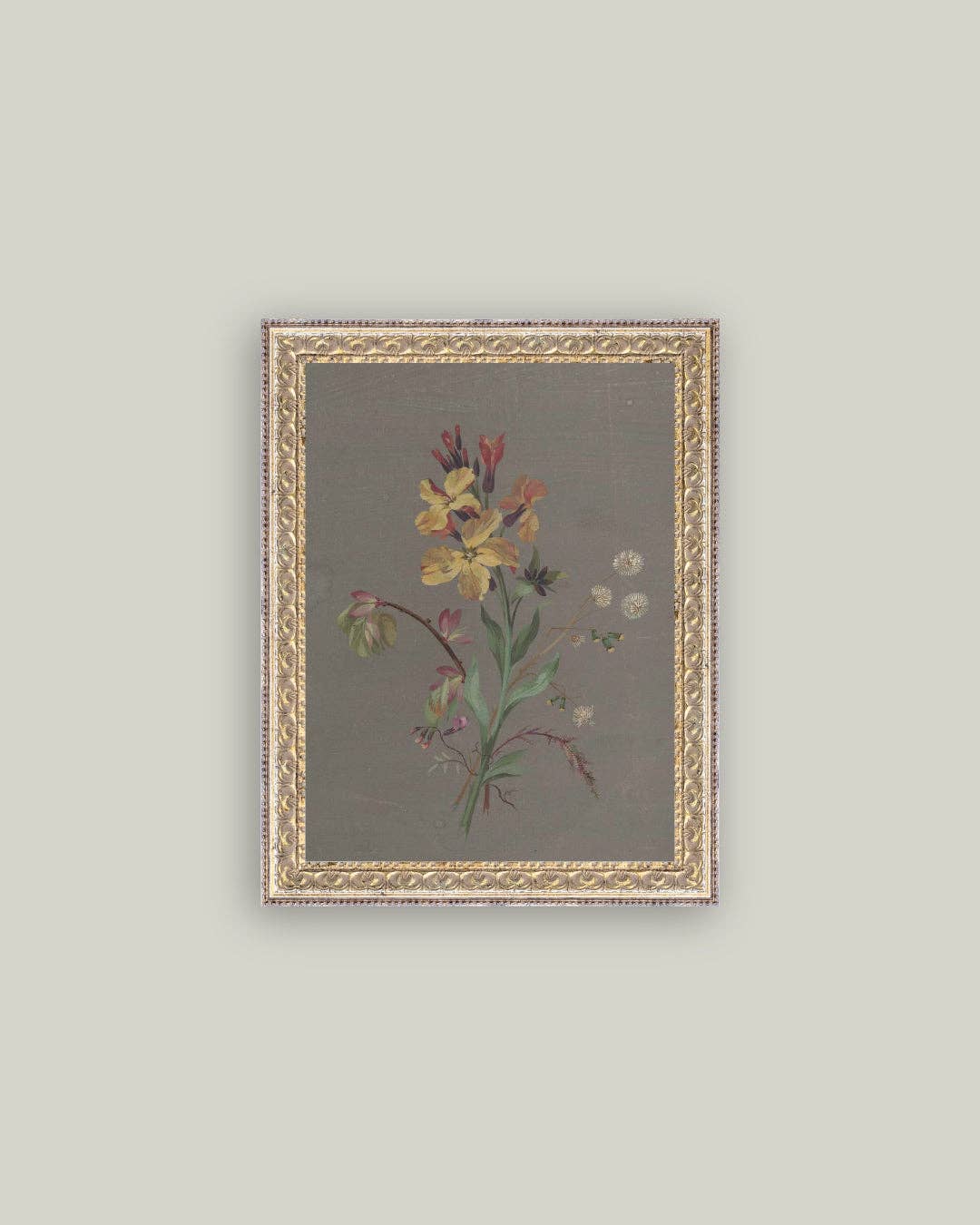 French Wildflowers Framed Antique Art - 5x7