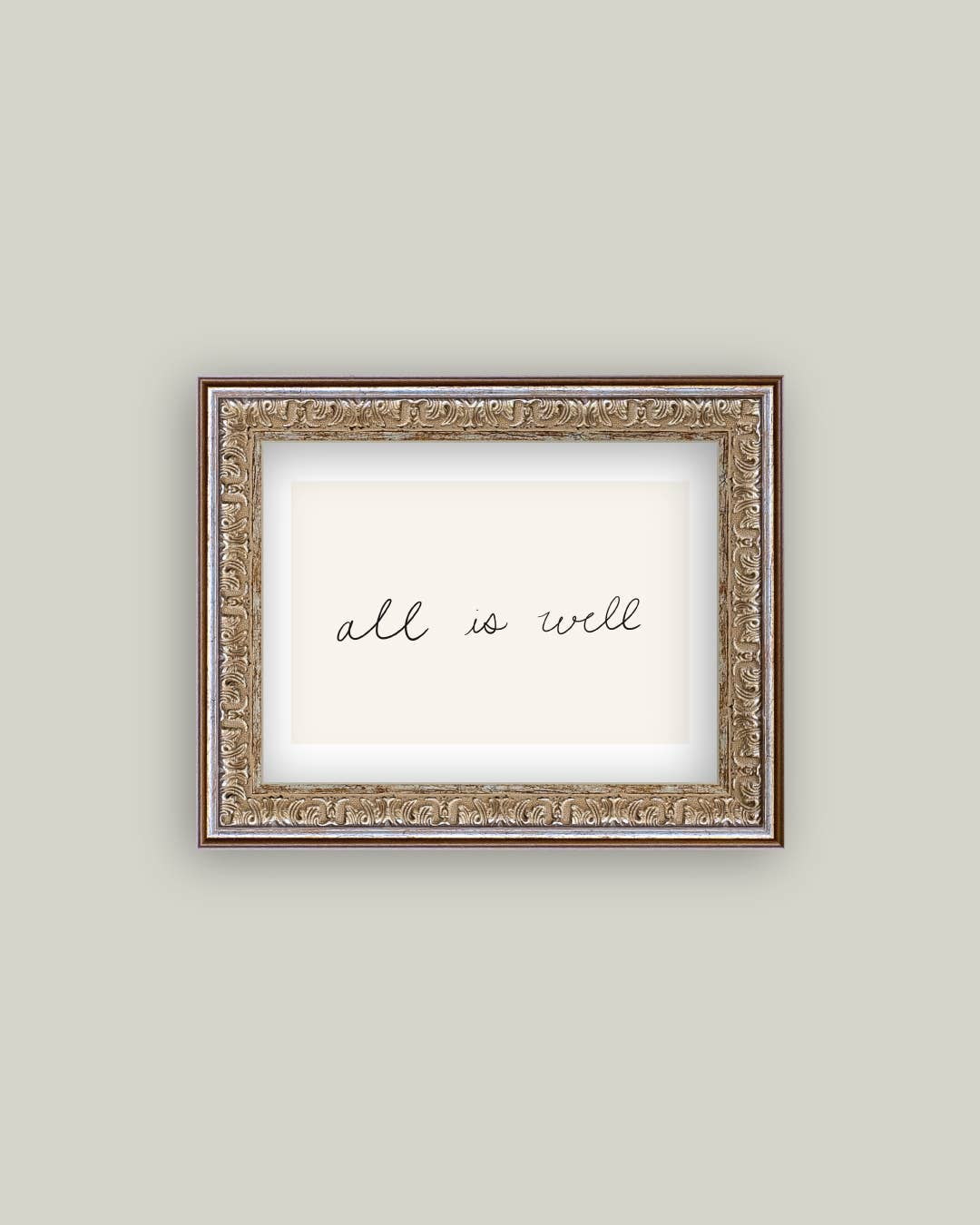 All Is Well Framed Antique Print - 10x8
