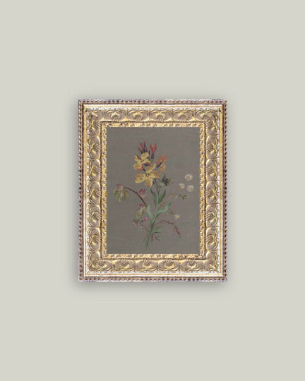 French Wildflowers Framed Antique Art - 5x7