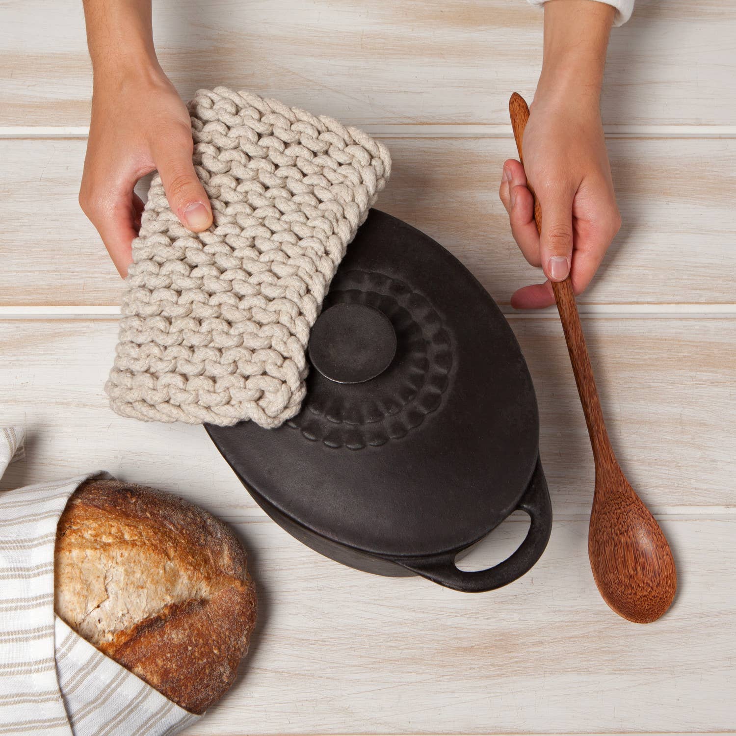 Knit Potholder - Dove Gray