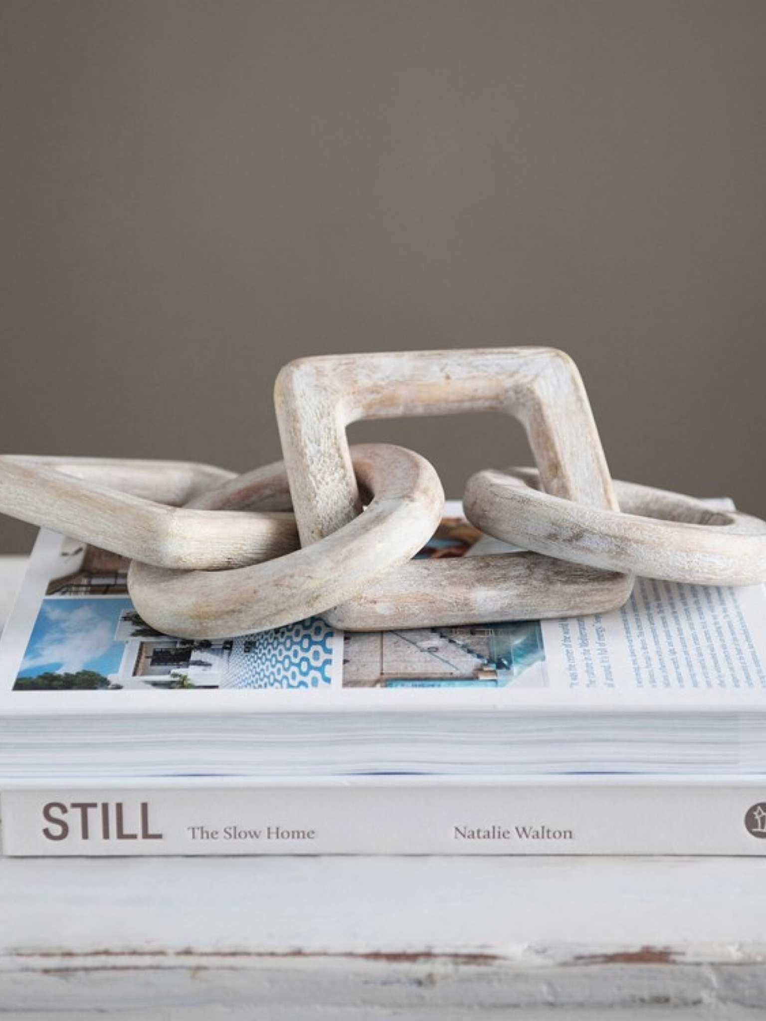 Wood Chain Decor - Whitewashed